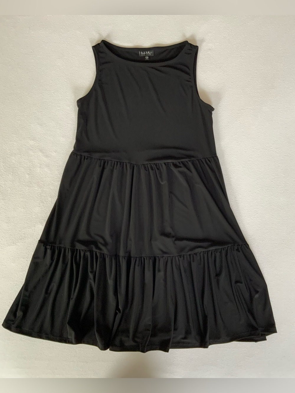 Nicole Miller New York Black Sleeveless Tiered Dress Size S